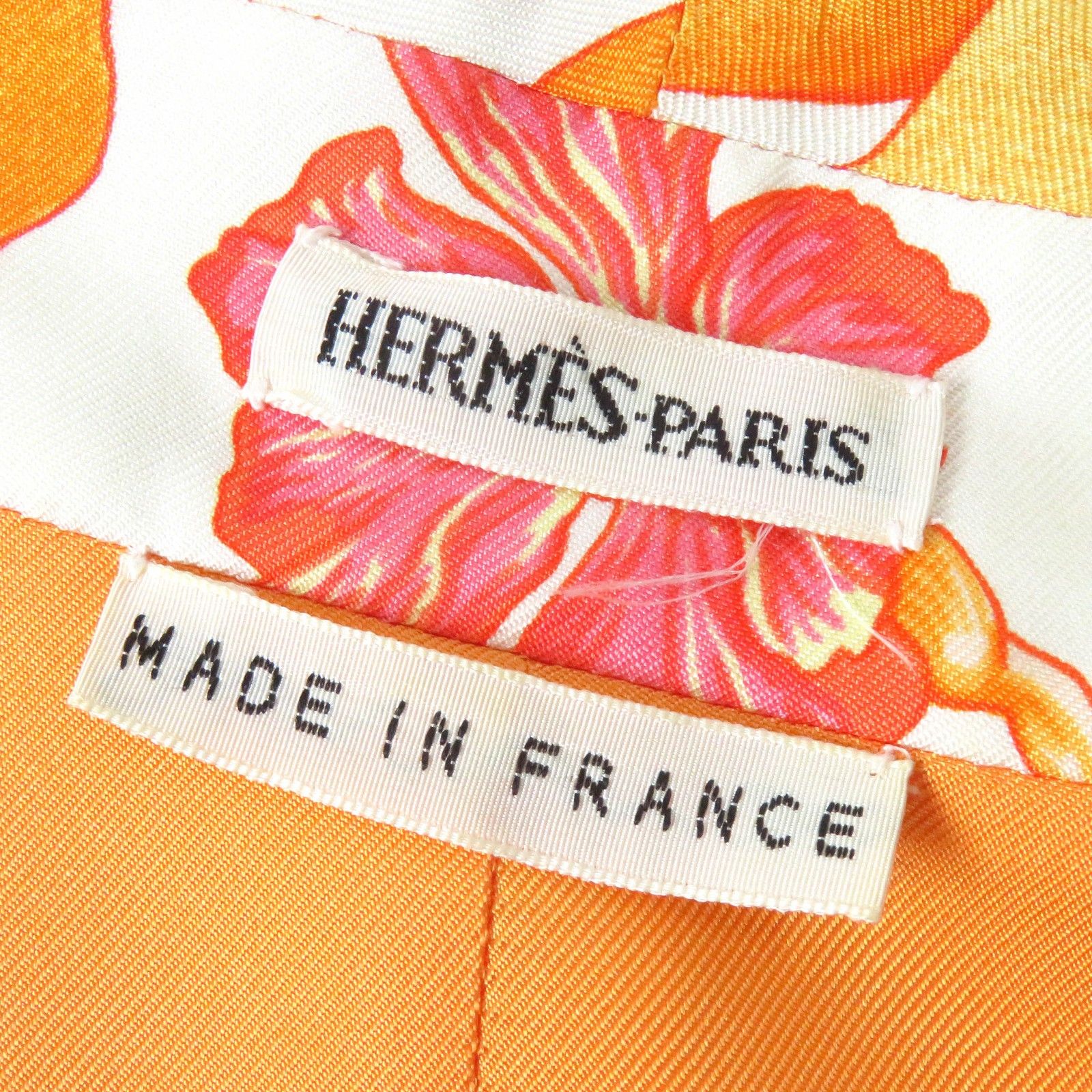 HERMES - 良品△HERMES エルメス ヴィンテージ マルジェラ期 Les Capucines 金蓮花 シルク100％ 長袖シャツ オレンジ系 38 フランス製 レディース HERMES 良品△HERMES エルメス ヴィンテージ マルジェラ期 Les