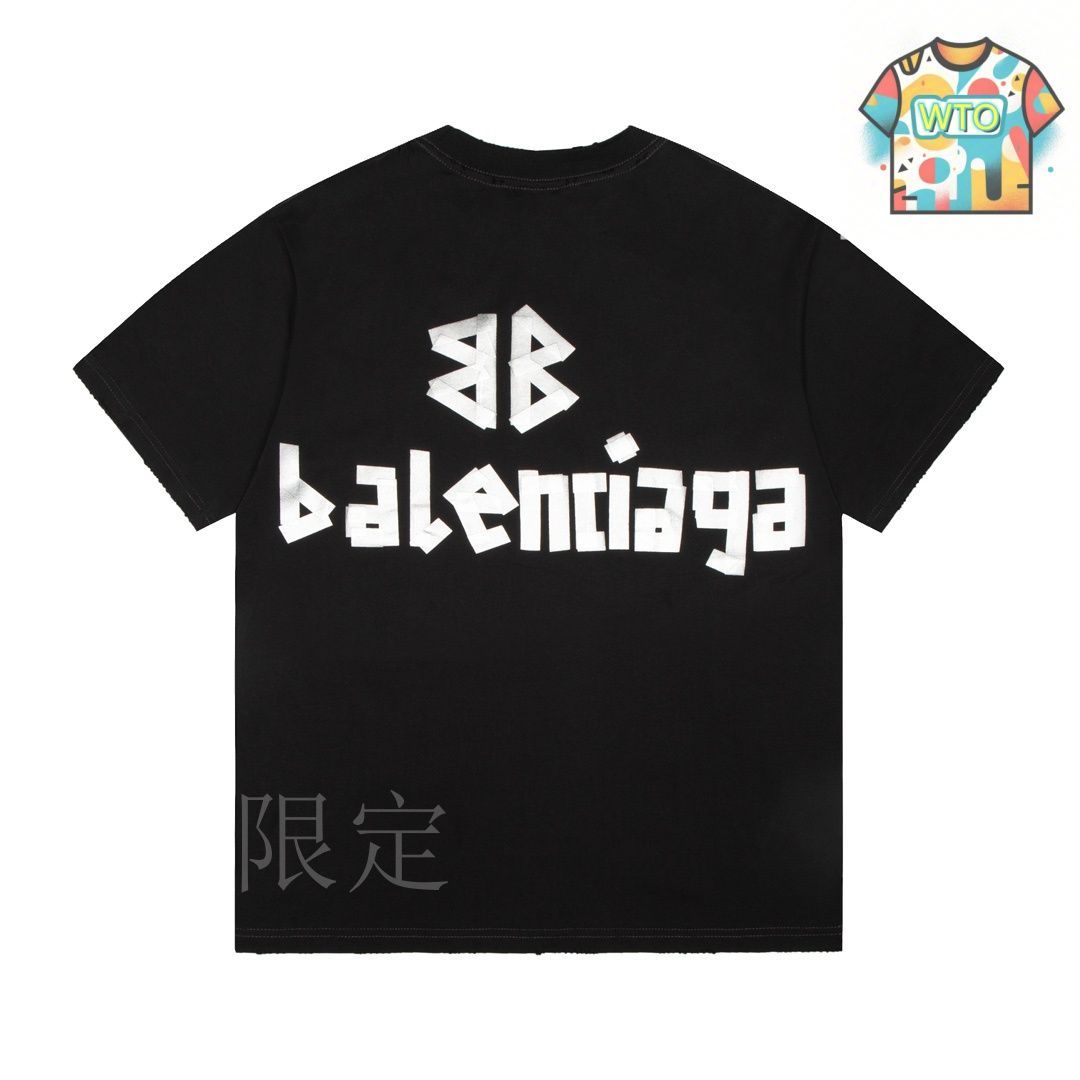 今日WTO】Balenciaga バレンシアガ 磨破テープ T シャツ-ZR44
