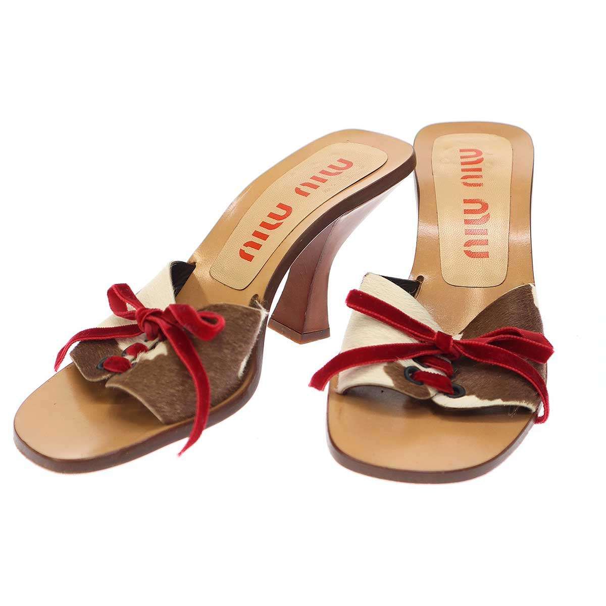 MIU MIU ミュウミュウ　サボ　ミュール　ハラコ　リボン miu miu ミュウミュウ 1998SS Harako mules Sandal ハラコ