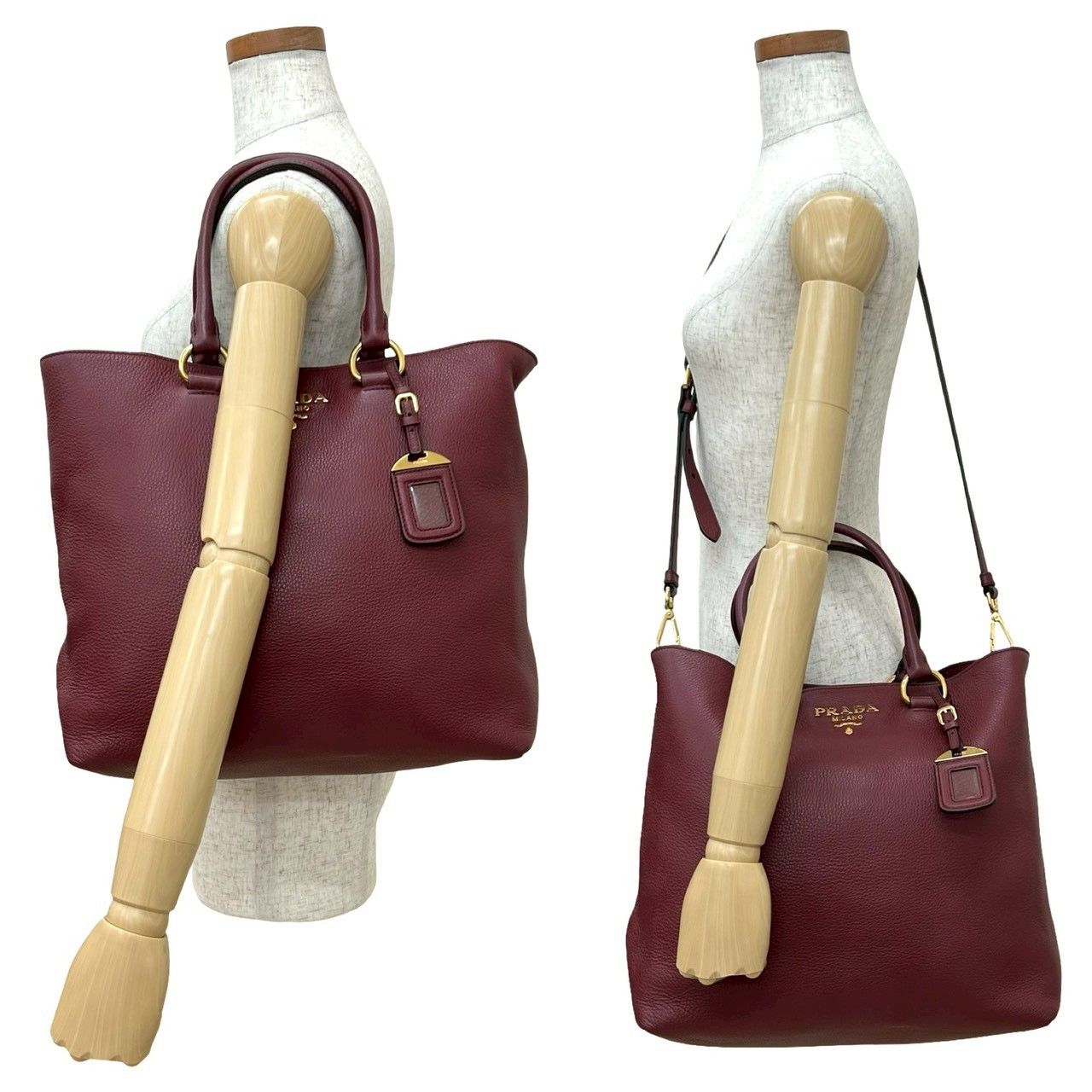 プラダのバック 極 美品 希少品 PRADA プラダ ロゴ 金具 レザー 本革 2way トート