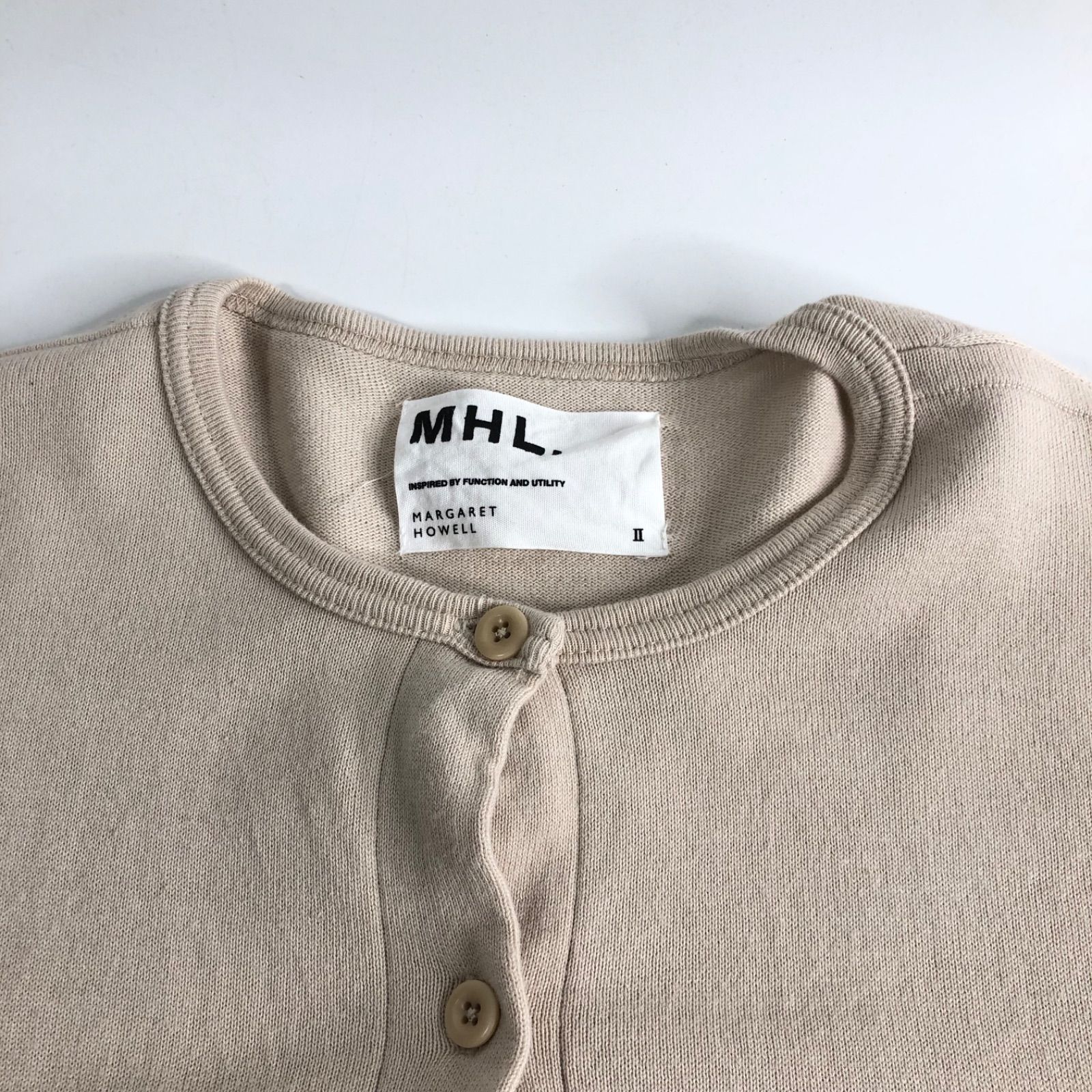 MHL. ベージュ カーディガン サイズII マーガレットハウエル ボタン