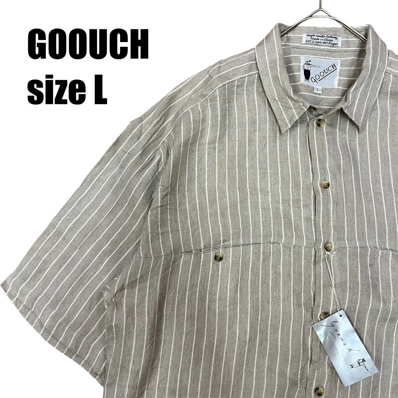 デッドストック品】USA古着 GOOUCH グーチ おしゃれ ストライプ 半袖