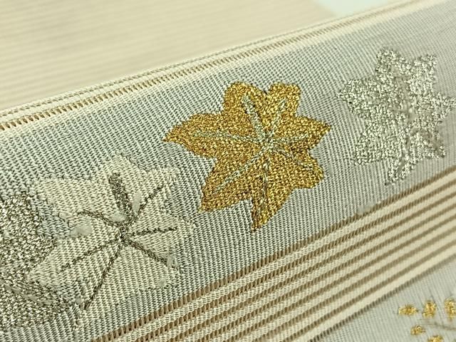 平和屋野田店□夏物 八寸名古屋帯 色紙重ね風景萩文 金