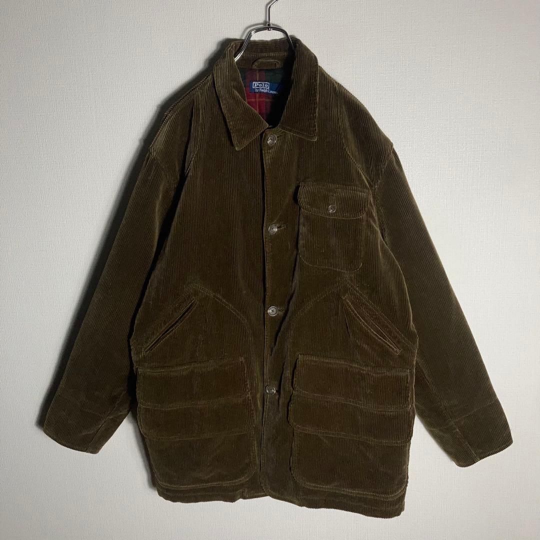 90s RALPH LAUREN カバーオール 太畝コーデュロイ 裏地チェック - メルカリ