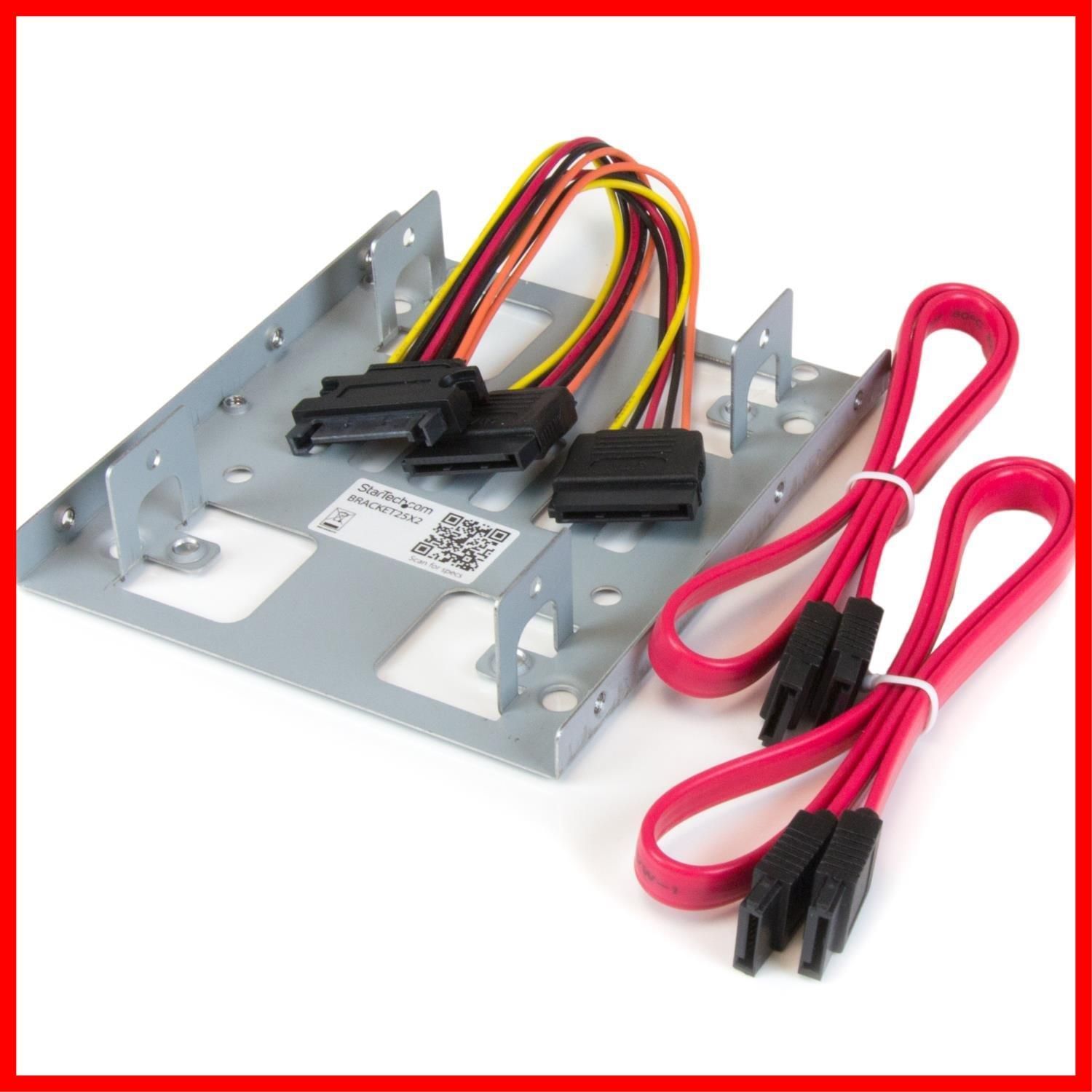 StarTech.com 2.5インチ - 3.5インチHDD変換マウンタ 2台同時取付け SATA SSD|HDD対応 SATAデータ電源ケーブル同梱 BRACKET25X2