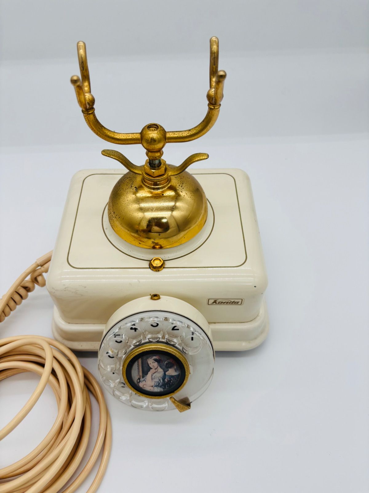 アンティーク西洋風電話機 DK-601x1 白 ダイヤル式 神田通信 1977年 📞【昭和レトロ】Kanda 神田通信 アンティーク風ダイヤル式