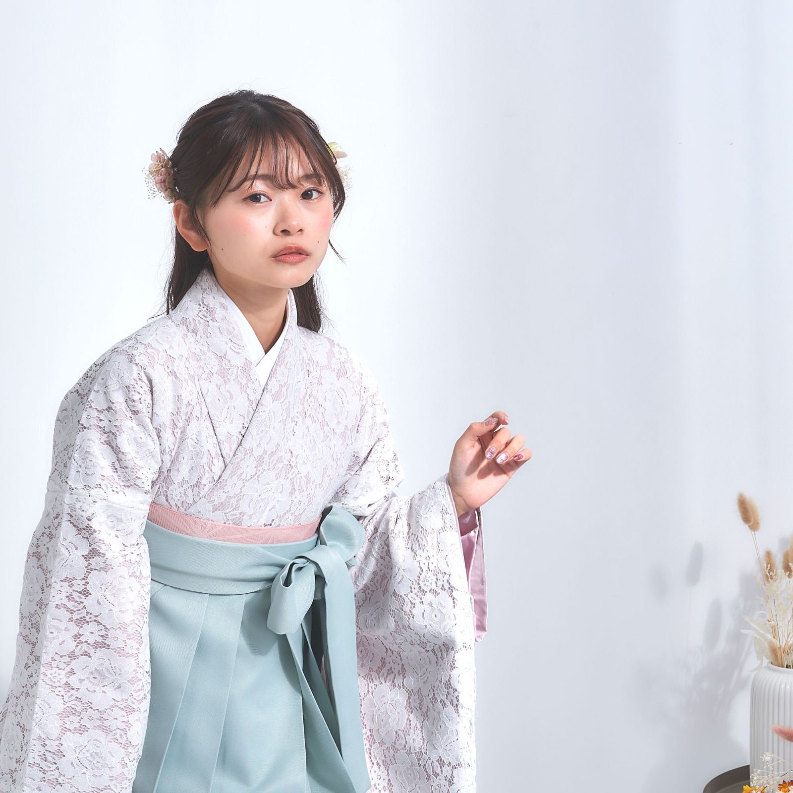 きもの京小町 卒業式 着物 二尺袖 レディース 袴用 no4赤・黒 染分けしだれ藤 きもの京小町] 卒業式 はかま セット レディース 大学生 ジュニア 二尺