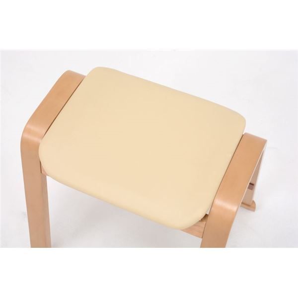 スタッキング スツール/オットマン 【2台セット ナチュラル】 幅46×奥行43×高さ44cm 木製 ラバーウッド PVC 〔リビング〕【代引不可】 スツール オットマン スタッキング 同色2台セット 〔リビング〕 踏み台