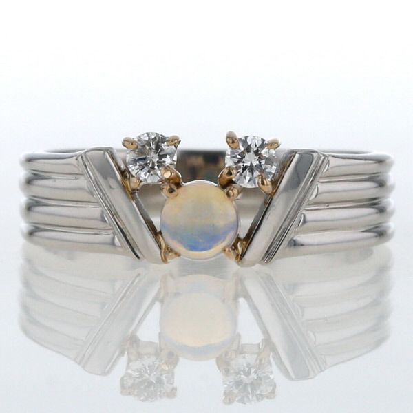ダイヤモンド×オパール ネックレス Pt900 0.12ct 9.4g｜レディース