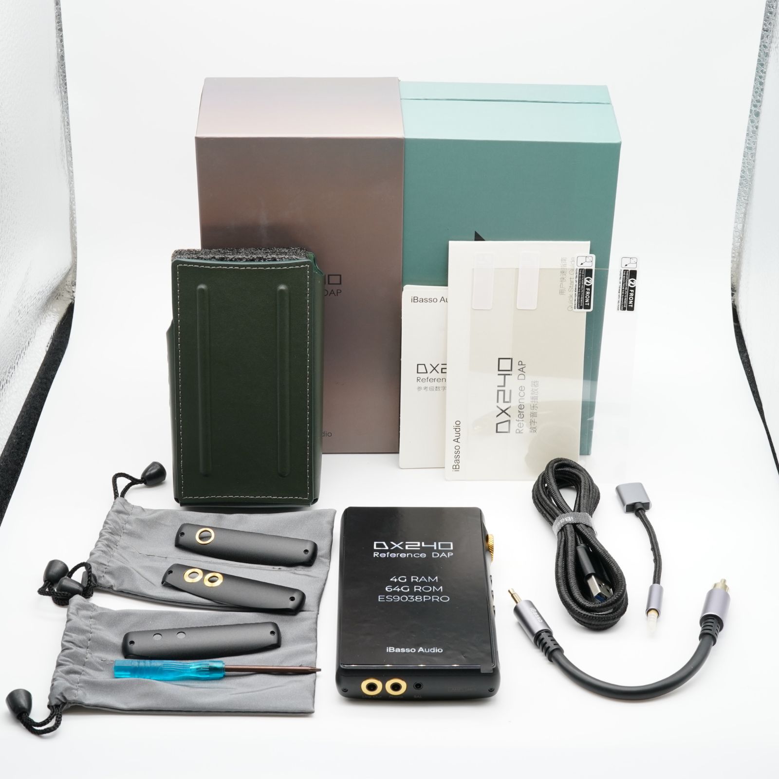 ほぼ アイバッソオーディオ iBasso Audio DX240 Green 元箱 取説 初回 付き レザーケースAMP交換用プレート