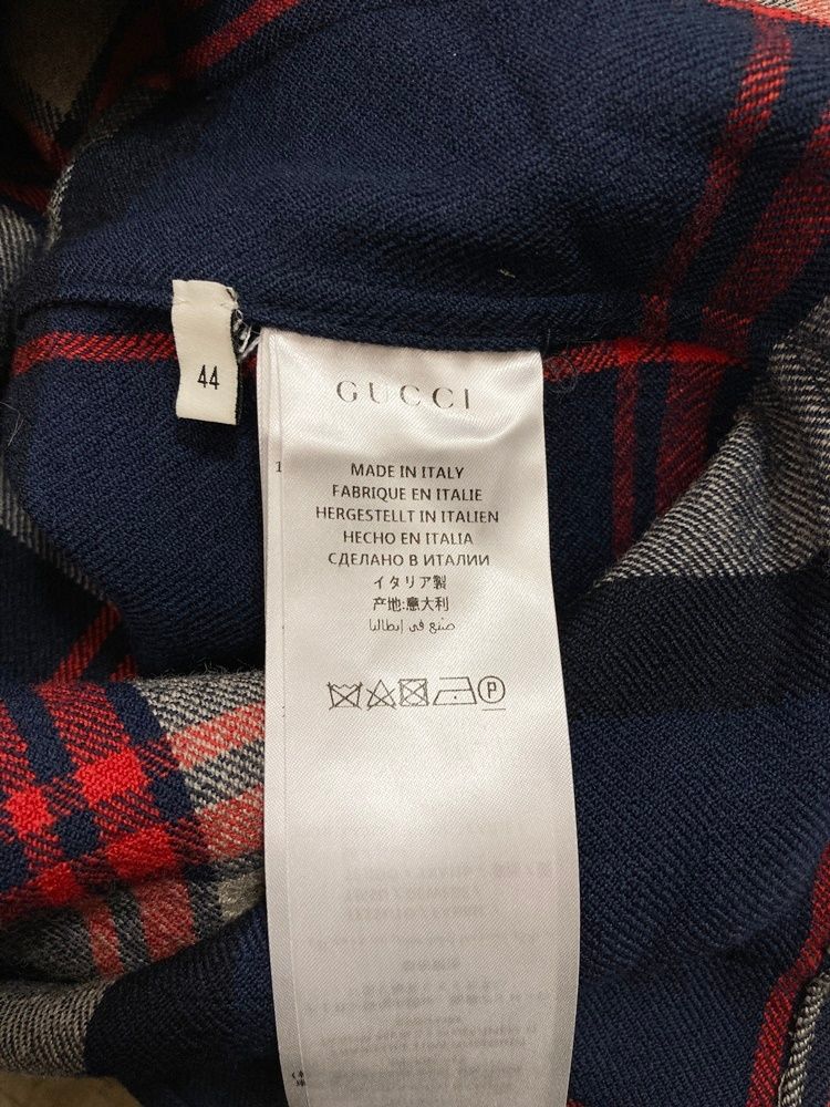 グッチ GUCCI WOOL SHIRT COAT 2WAY シャツコート アウター 紺 赤