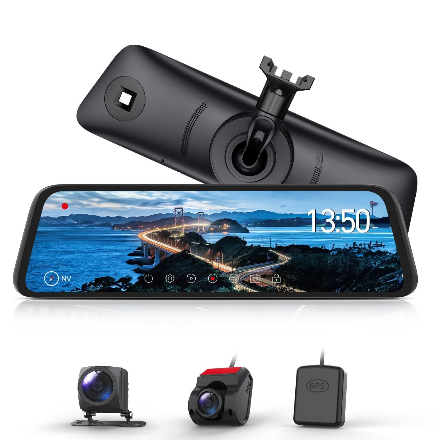 AUTO-VOX T9 Pro 最強 純正交換 ドライブレコーダー ミラー型 前後カメラ 分離式 自動輝度調整 自動リアビュー 超暗視機能 HDR|WDR搭載 ドラレコ ミラー型 10インチ フリＨＤ タッチパネル式 GPS搭載 駐車監視 衝撃録画 デ