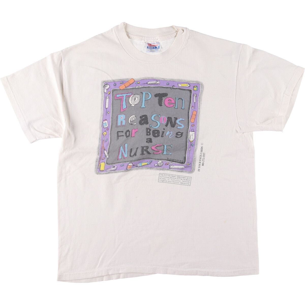 古着 90年代 ヘインズ Hanes BEEFY-T メッセージプリントTシャツ メンズL相当 ヴィンテージ|eaa542785