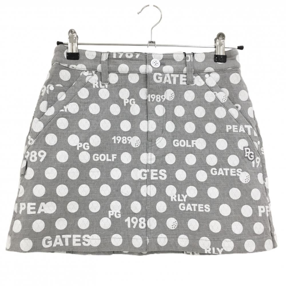 パーリーゲイツ スカート グレー×白 ドット柄 ロゴ刺しゅう 後ろ裾ボックスプリーツ レディース 0 ゴルフウェア PEARLY GATES