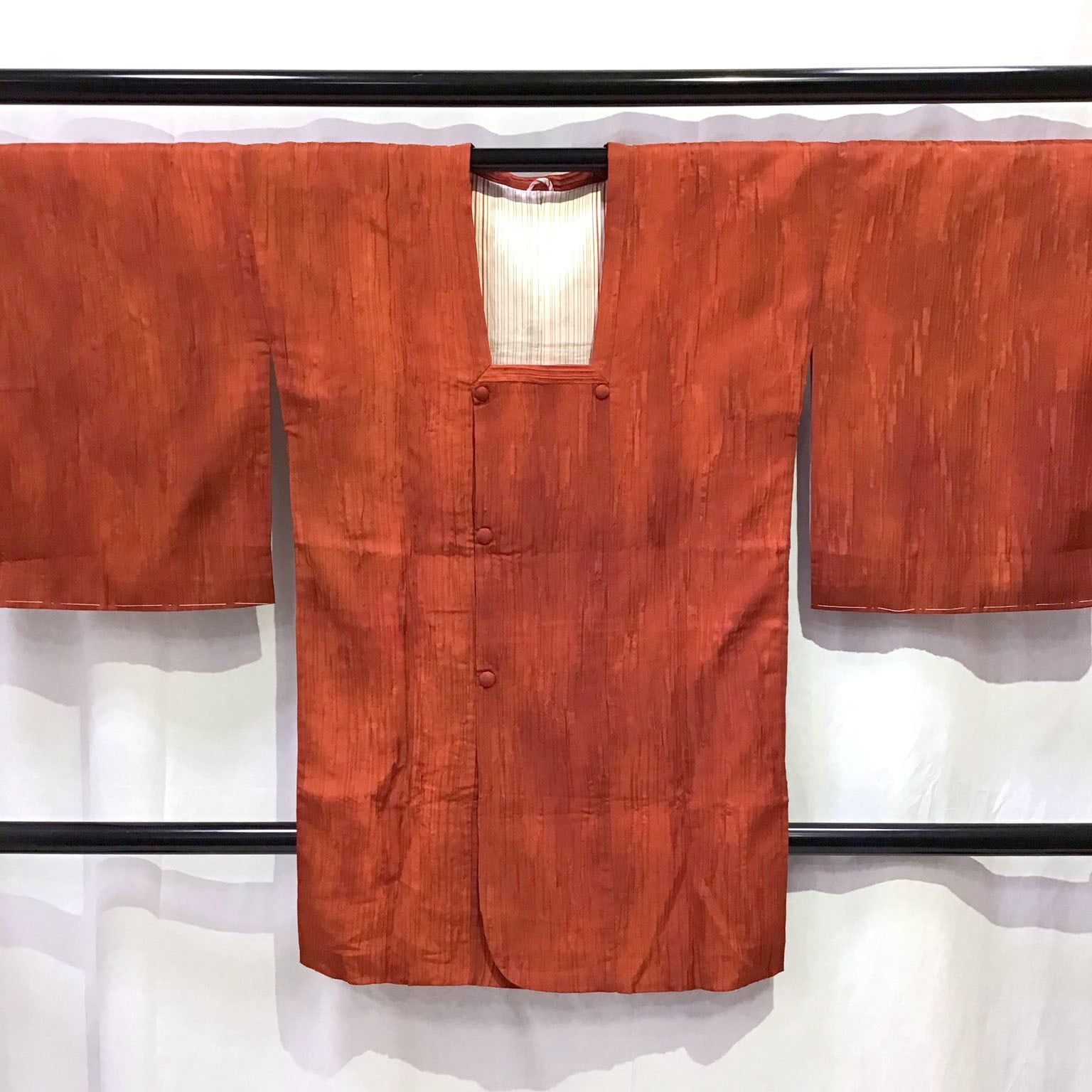 和装道中着 道行コート 赤茶系地 No.200701-1396 梱包サイズ60