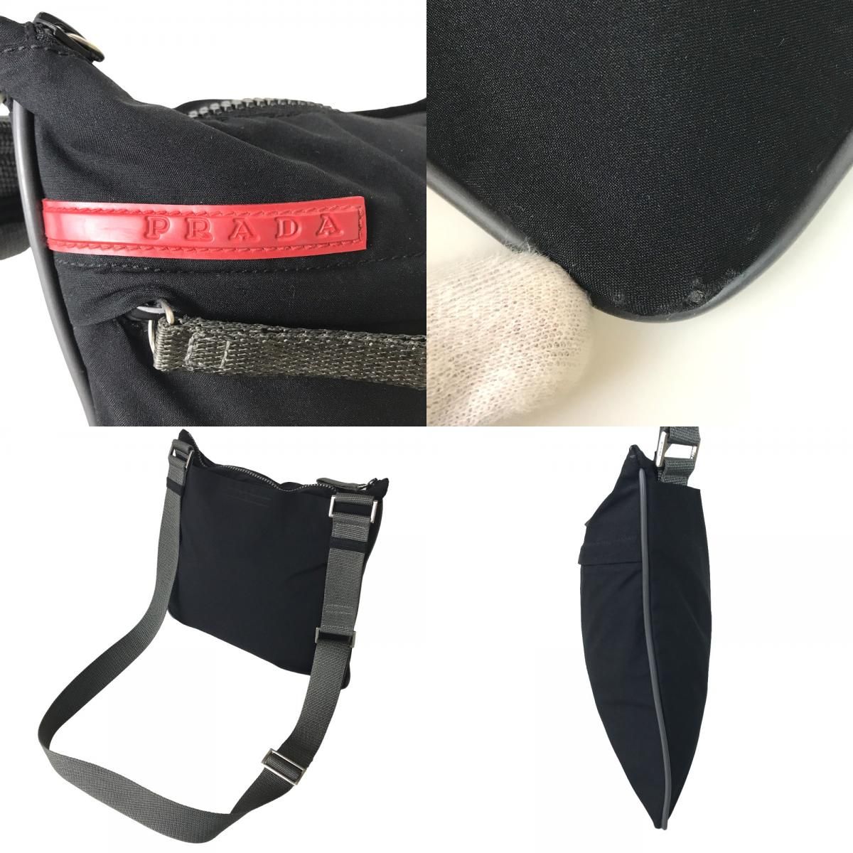 【美品】PRADA プラダ　ショルダーバッグ　サコッシュ　ナイロン　ブラック　黒 PRADA】プラダ ショルダーバッグ ナイロンレディース ミニ