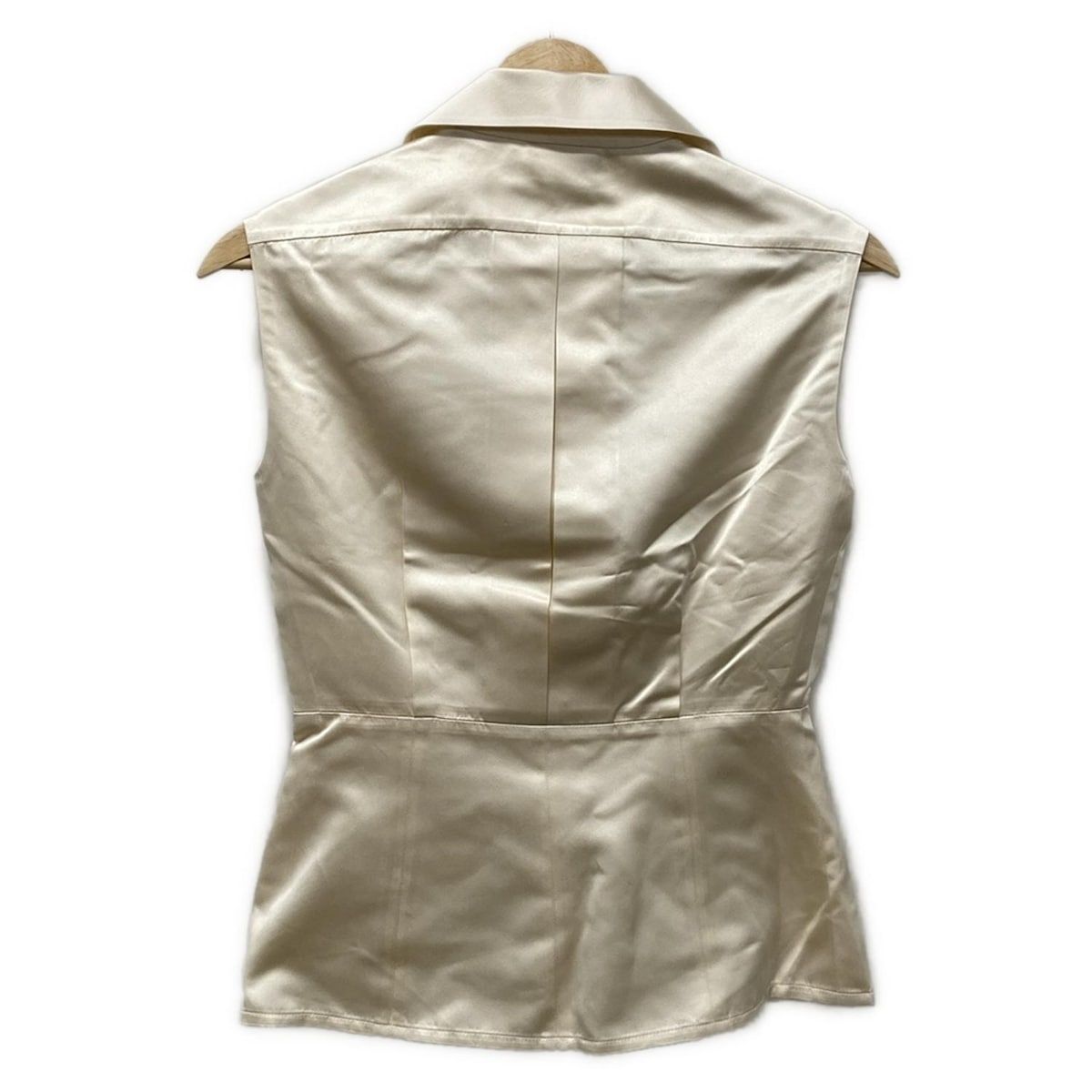 CHANEL シャネル ノースリーブシャツブラウス サイズ34 S レディース - 26781 アイボリー シルク カメリアボタン