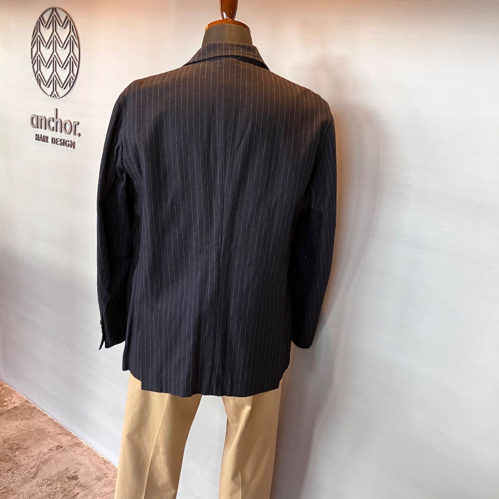 美品【Eddie Bauer】MOON社ウール使用　 テーラードジャケット 00's eddie bauer エディーバウアー ストライプ テーラード