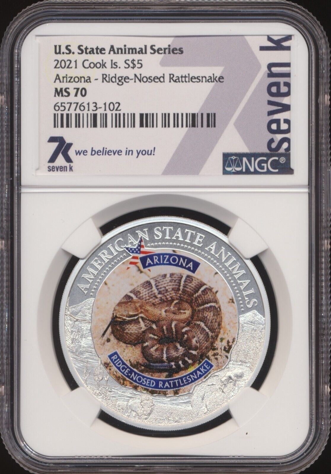 2025 Cook Islands - Animal Series - Arizona Ridge-Nosed Rattlesnake -NGC MS70