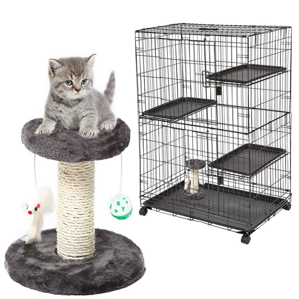 猫、ケージキャットタワー付 ☆人気商品☆】IYOIYA 子猫 爪研ぎ ケージ取り付け キャット