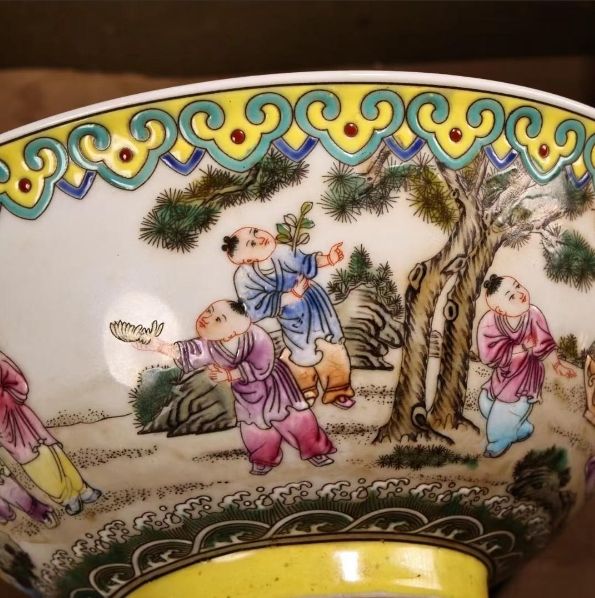 中国古美術・旧蔵風景人物粉彩瓷器碗セット・置物・茶道具・純