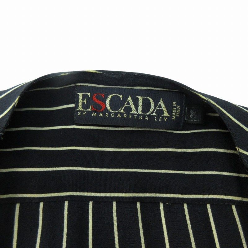 ト*前様 ESCADA エスカーダ シルク ストライプ ブラウス シャツ レース エスカーダ ESCADA シルク ブラウス シャツ ストライプ 半袖 36
