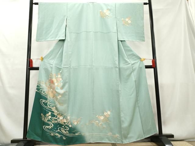 平和屋着物□訪問着 流水花車文 暈し染め 金彩 正絹 逸品
