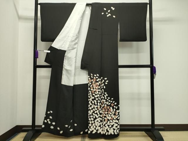 平和屋着物●訪問着　作家物　舞桜文　金銀彩　正絹　逸品　CAAX5910gh 平和屋着物○訪問着 作家物 舞桜文 金銀彩 正絹 逸品 CAAX5910gh