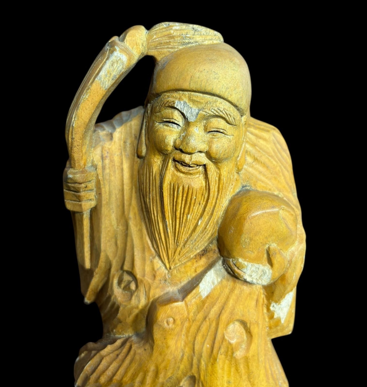 木像木彫り　福禄寿　寿老人　七福神　縁起物　置物　骨董 Amazon｜木彫仏像 七福神 置物 福禄寿 三体一組の仏像木製