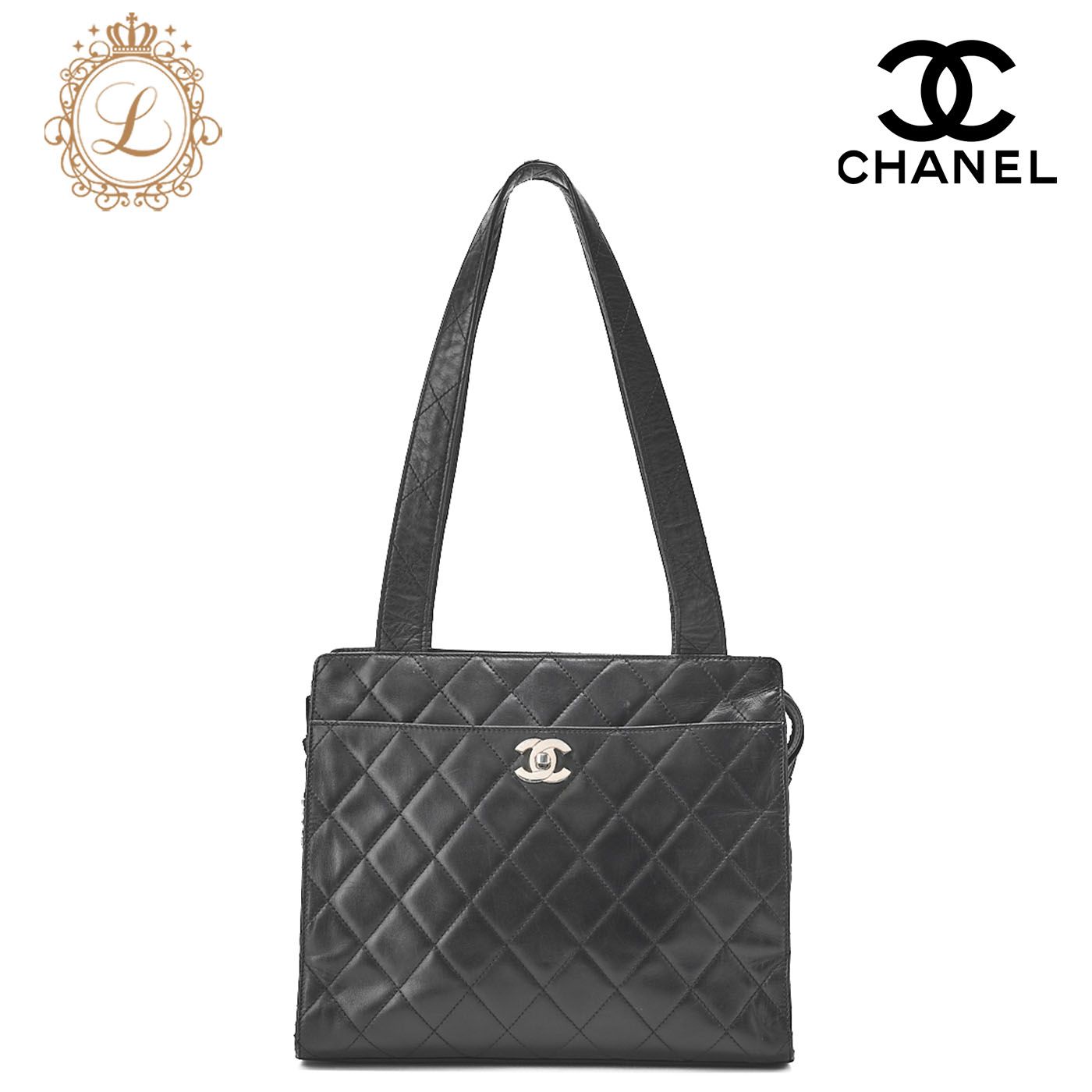 CHANEL シャネル ショルダーバッグ マトラッセ ターンロック ラムスキン シルバー金具 黒 レディースバッグ ブランド 送料無料
