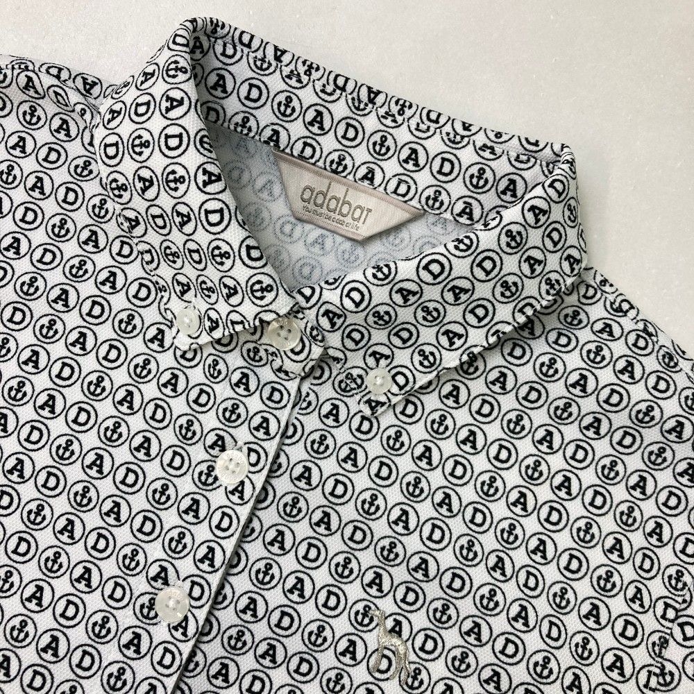 サイズ：38 ADABAT アダバット 長袖ポロシャツ 総柄 ホワイト系