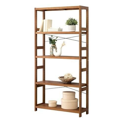 【新品・2営業日で発送】HAGIHARA 萩原 萩原 ウッドラック オープンラック 棚 壁面収納 幅90 奥行30 高さ120 cm ラスティック ライトブラウン 木製 パイン 4...