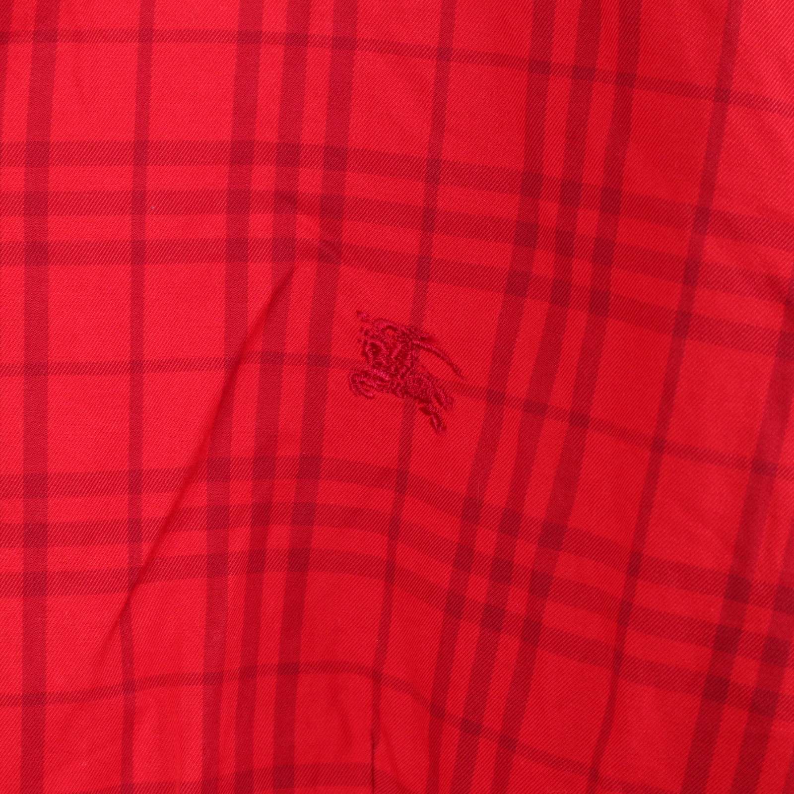 BURBERRY バーバリー　シャツ　ブラウス　ホースロゴ　刺繍　赤　レッド BURBERRY バーバリー シャツ ブラウス ホースロゴ 刺繍 赤