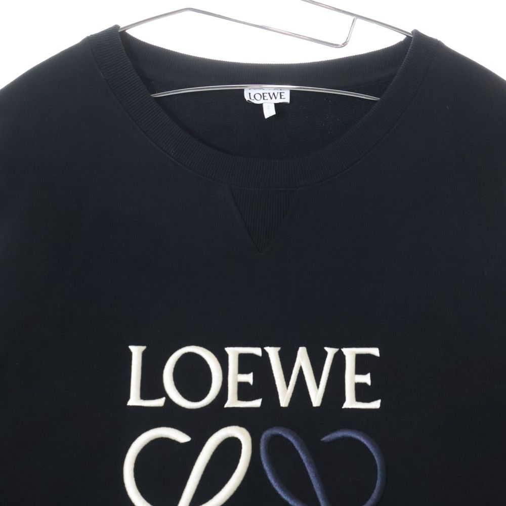 LOEWE ブラック ロゴ刺繍 スウェット LOEWE ロエベ スウェット トレーナー 刺繍 ロゴ メンズ 黒 XL