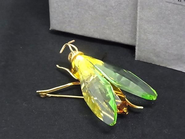 ■新品同様■ SWAROVSKI スワロフスキー ミツバチ ピンブローチ ピンバッジ アクセサリー ライトグリーン系×ゴールド系 BI2586