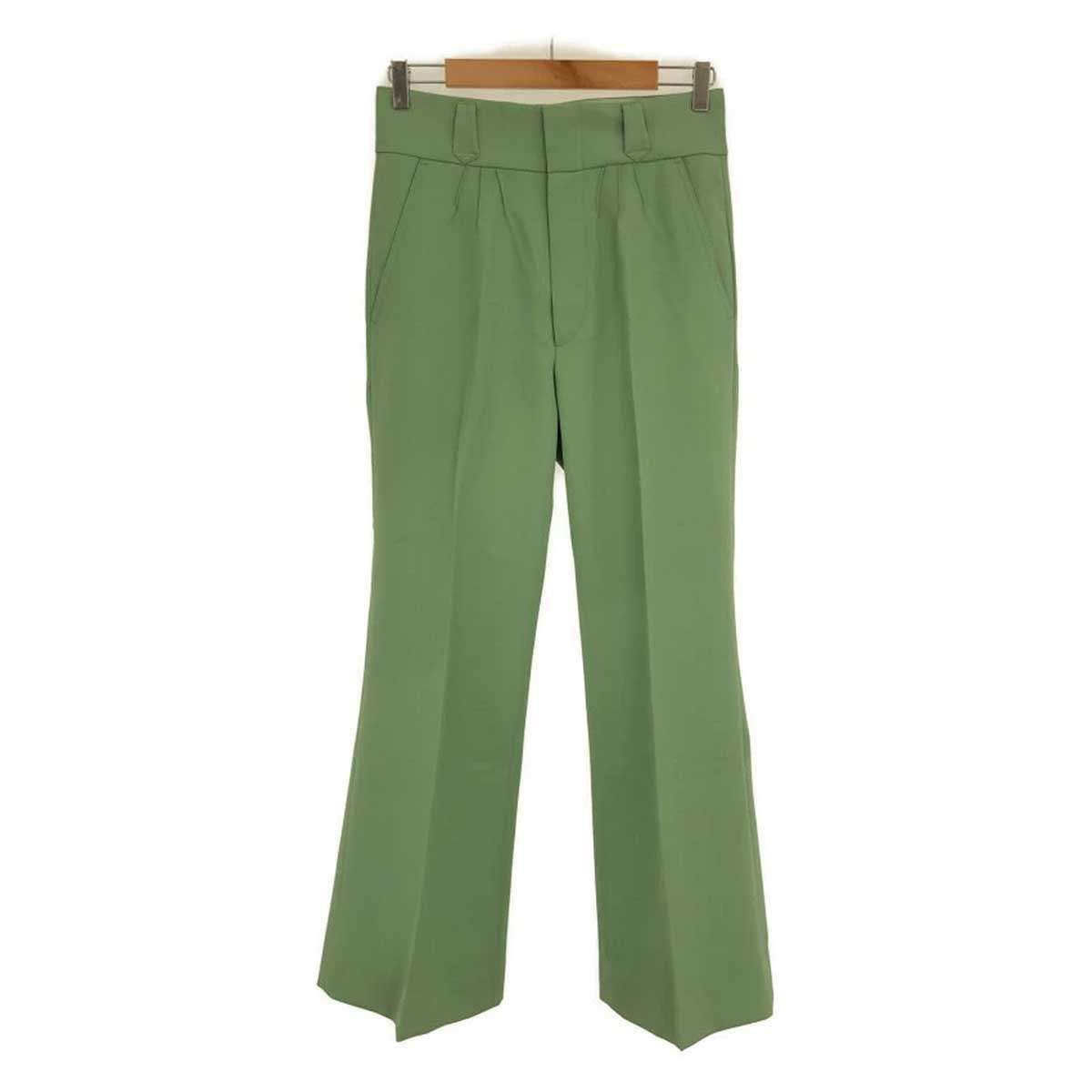 SHIKITARI シキタリ 23SS PINTUCK MEGA FLARE SLACKS フ スラックスパンツ グリーン M
