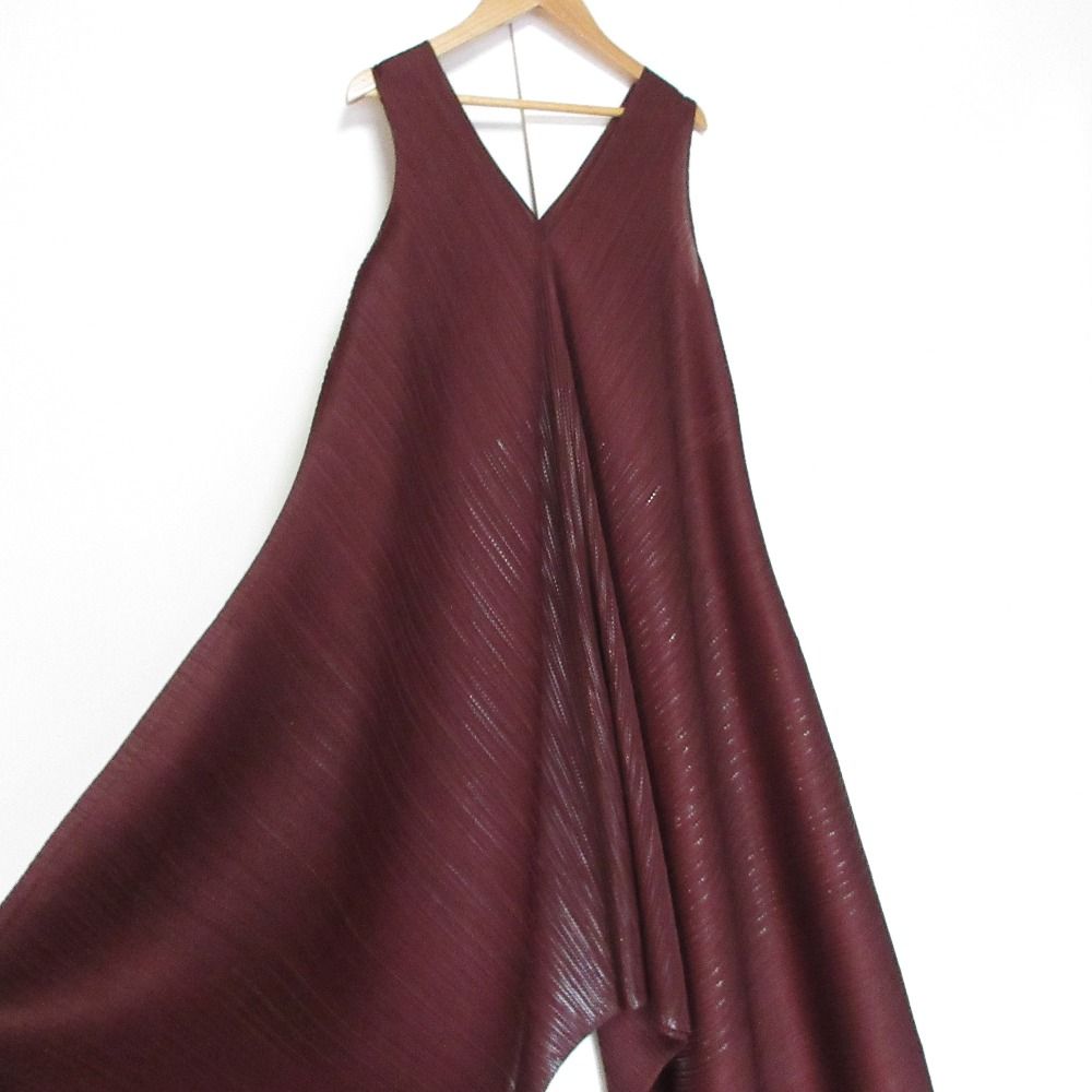 美品イッセイミヤケPLEATS PLEASE ブラウン ノースリーブ PLEATS PLEASE 美品 プリーツプリーズ イッセイミヤケ バウンス