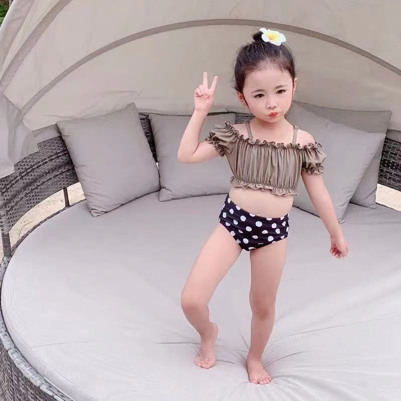 ま☆88.入園入学セット　女の子　水色フリル付き3点セット☆追加あり devirock｜UVカット 女児 セパレート型 フリルスクール水着
