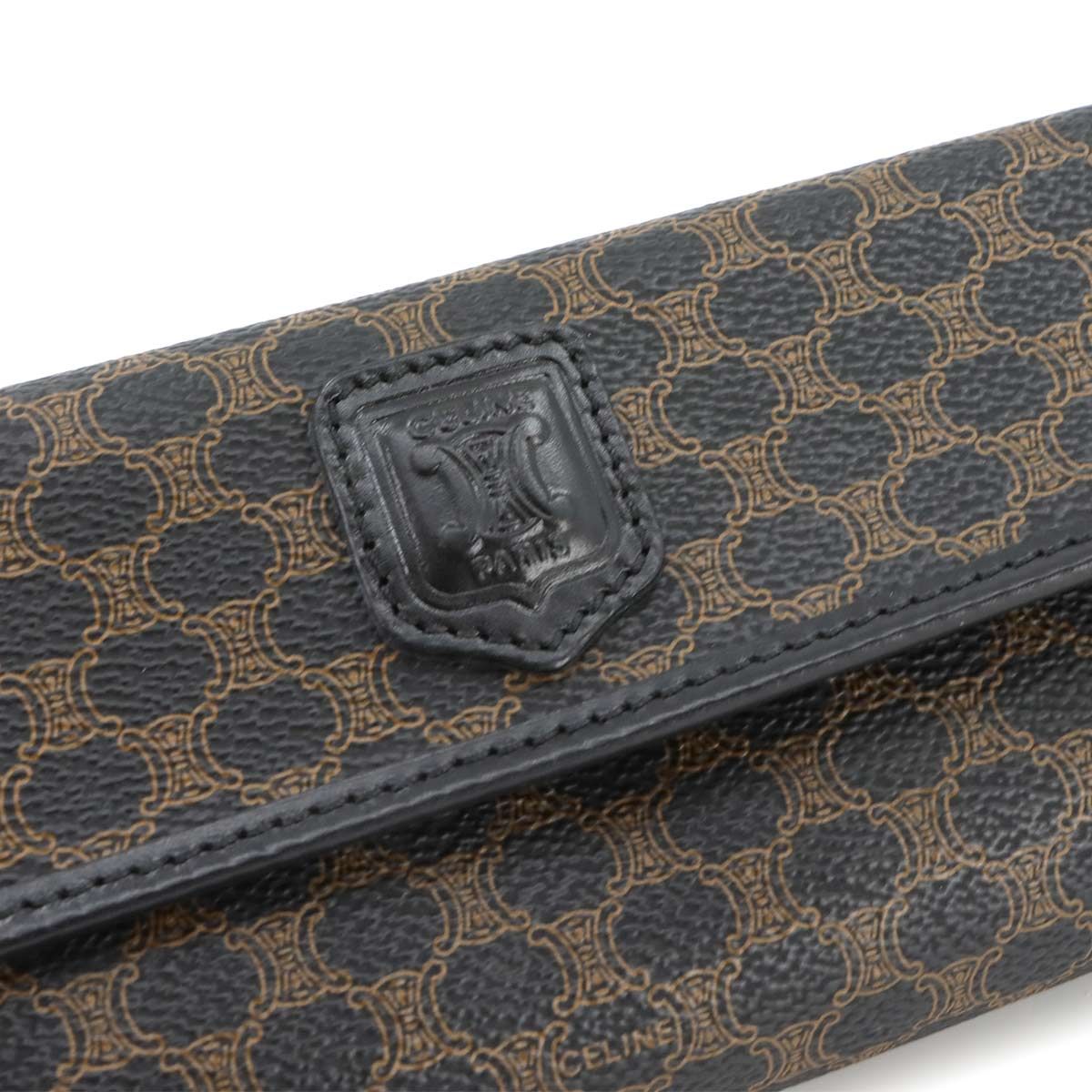 美品 セリーヌ CELINE マカダム柄 ポーチ PVC レザー ブラック