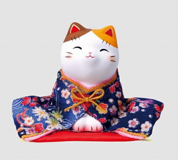 【招き猫 陶器 招福 開運】錦彩ちりめん招き猫