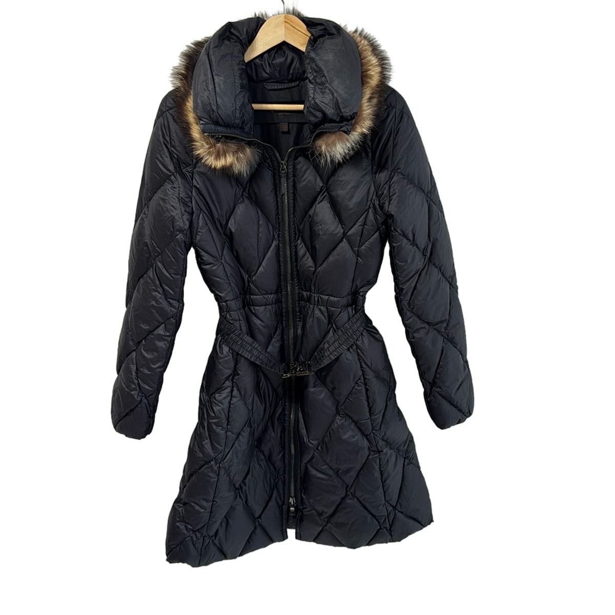 COACH コーチ ダウンコート サイズS レディース - 黒×ブラウン 長袖|ラクーンファー|ジップアップ|ファー取り外し |冬