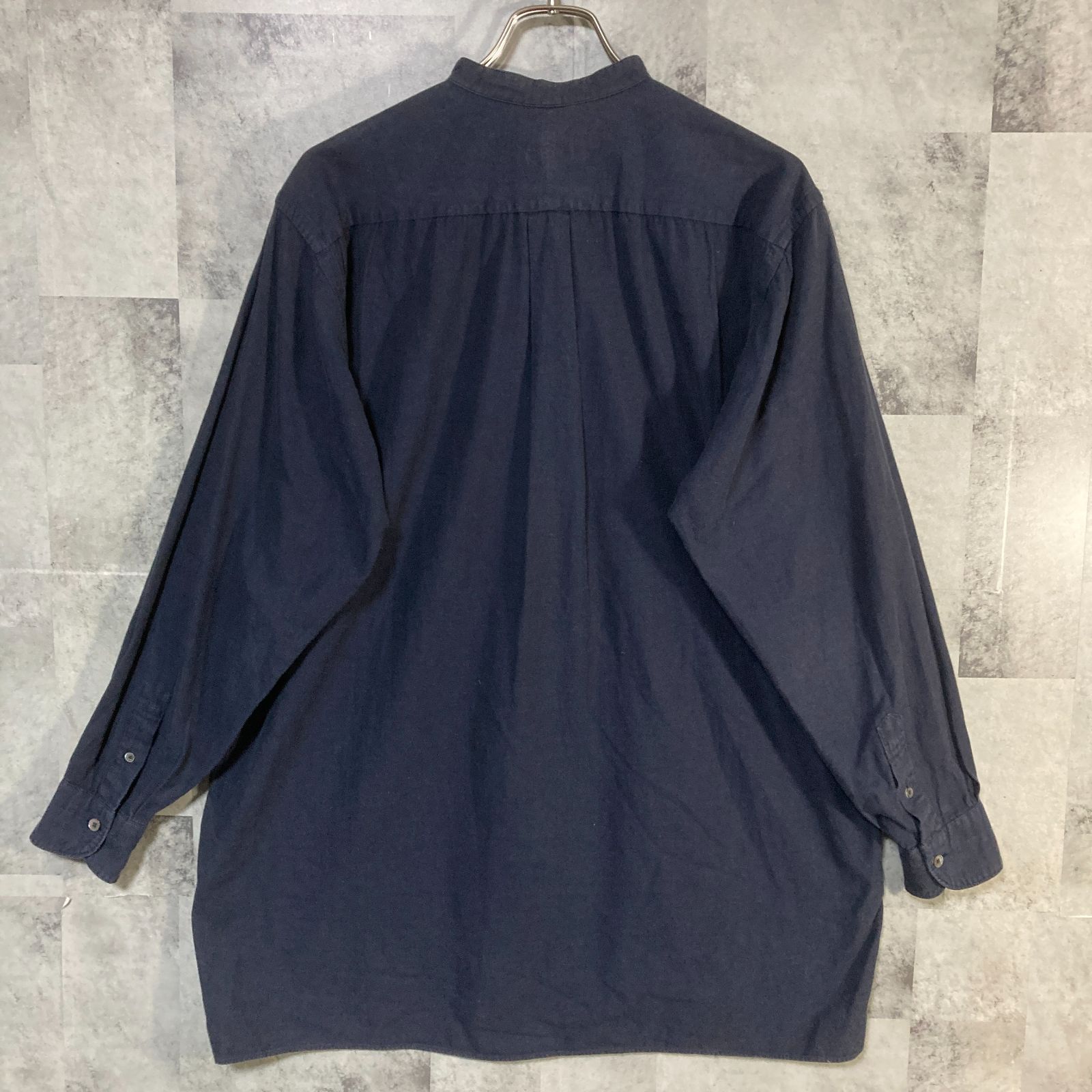 コモリ バンドカラー シャツ ネイビー 長袖 コモリ COMOLI 23AW バンド