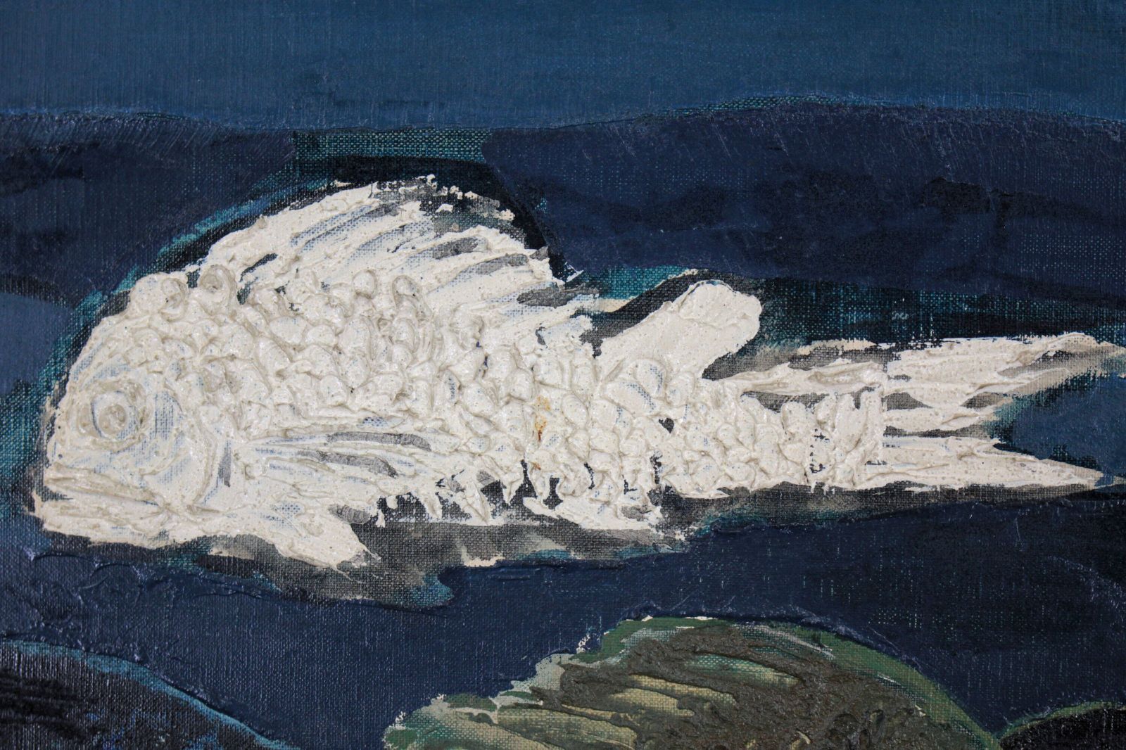 国松登 「白い魚」 油絵・油彩画 絵画 国松登 「白い魚」 油絵・油彩画 絵画 - メルカリ