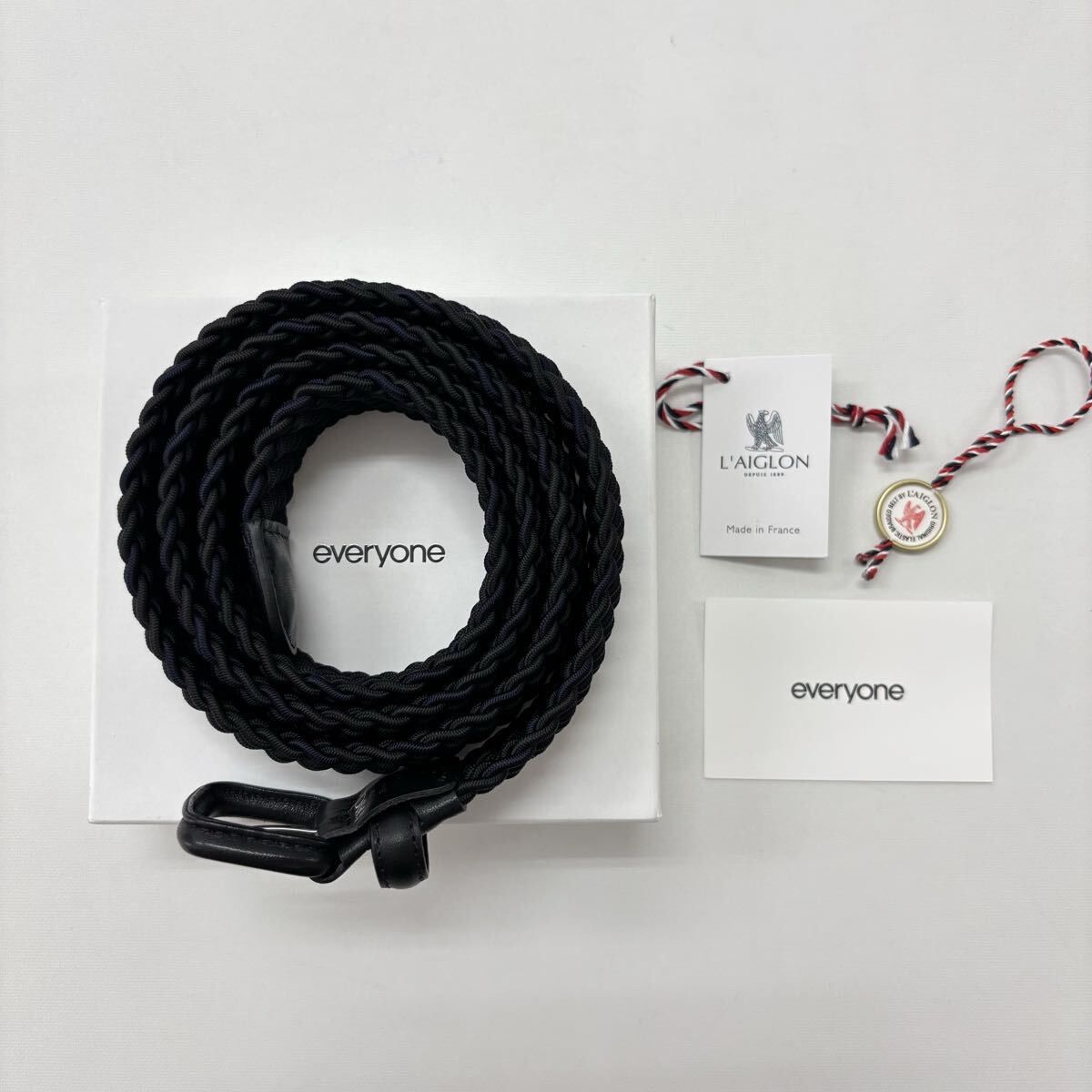 everyone エブリワン x L AIGLON レグロン woven elastic belt ウーブン ベルト BLACK×NAVY サイズ 90 36 710-0120