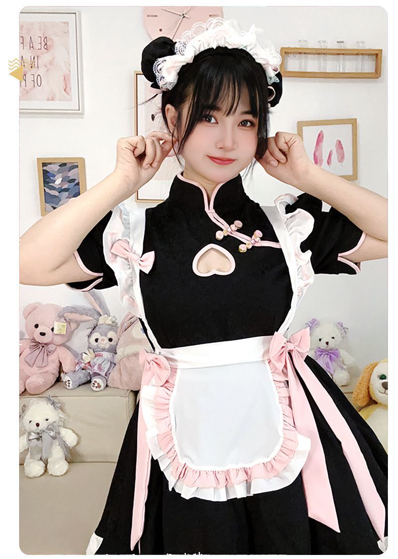 短袖旗袍萌迷你服装中华风可爱连衣裙cosplay迷你服装性感万圣节圣诞女仆装化装人气