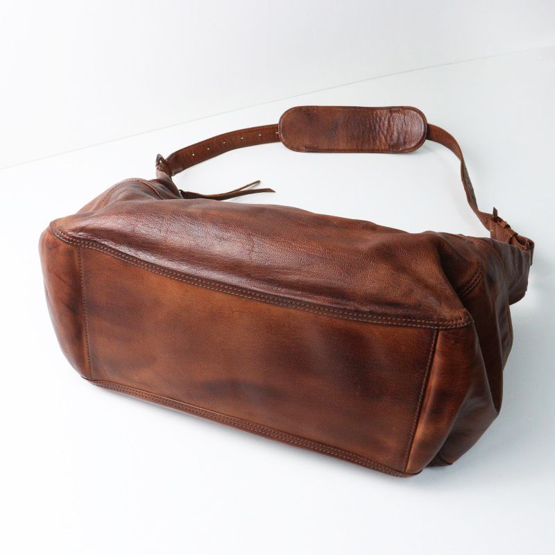 美品 ゲンテン genten 大容量 レザー 2WAYボストンバッグ/ブラウン 高