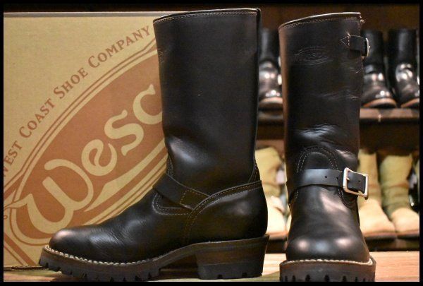 7.5D 14年 WESCO ウエスコ カスタムボス ブラックタイ 黒 ビブラム100シングル エンジニア ブーツ BOSS HOPESMORE FD087