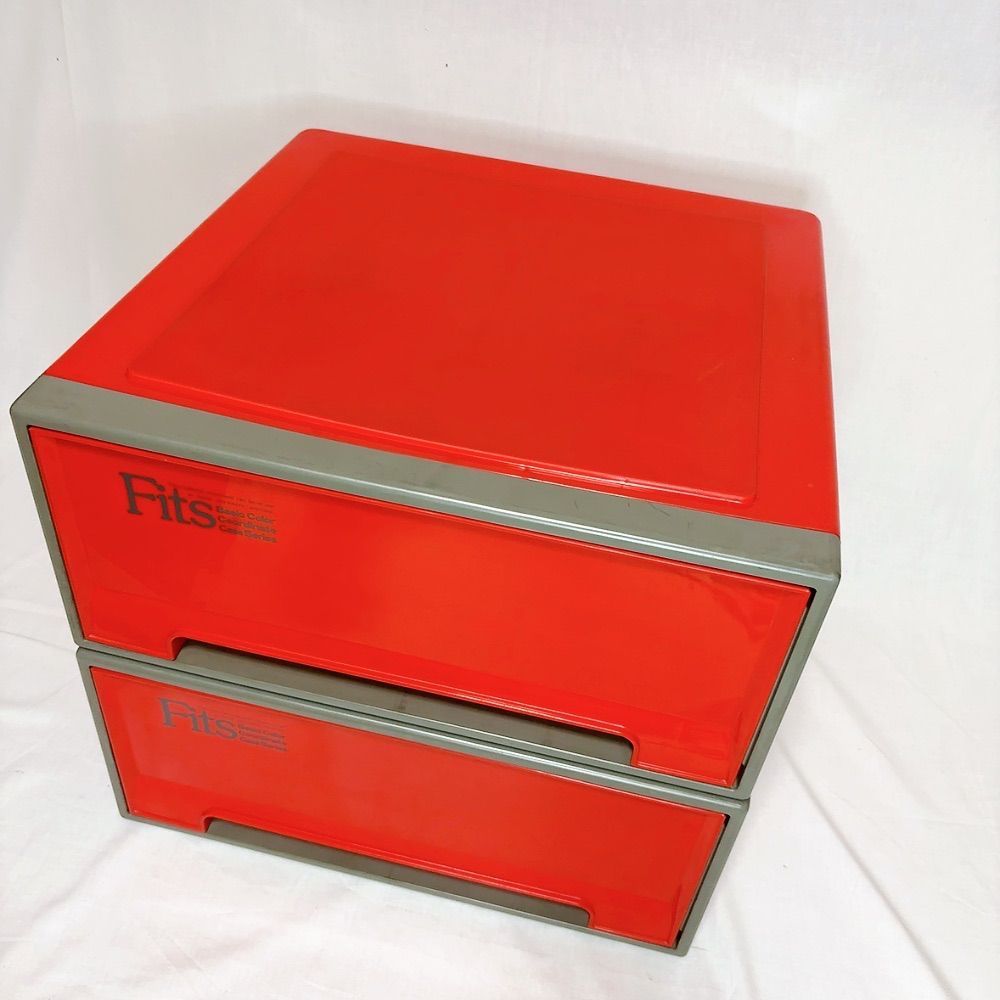 レトロ 希少品 Fitsシリーズ 衣装ケース 2箱セット レッドカラー 赤