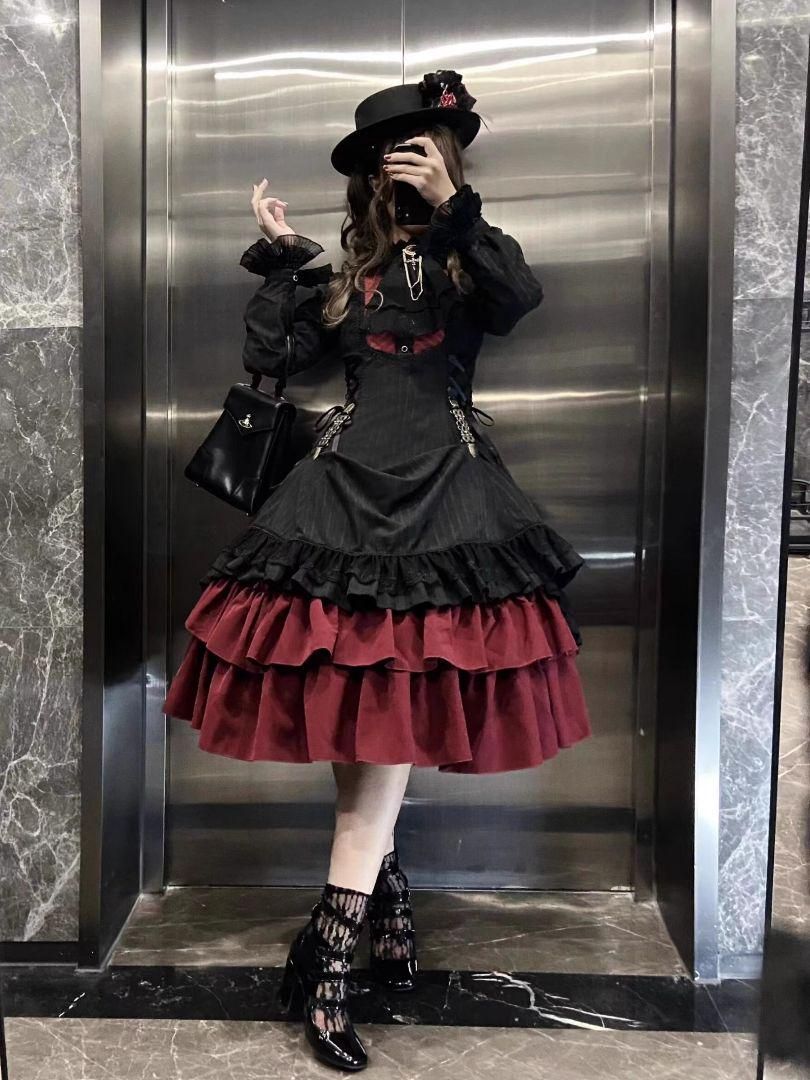 ゴシックロリータフリルワンピース❤️お出かけや女子会に最適✨ ゴシックロリータフリルワンピース??お出かけや女子会に最適