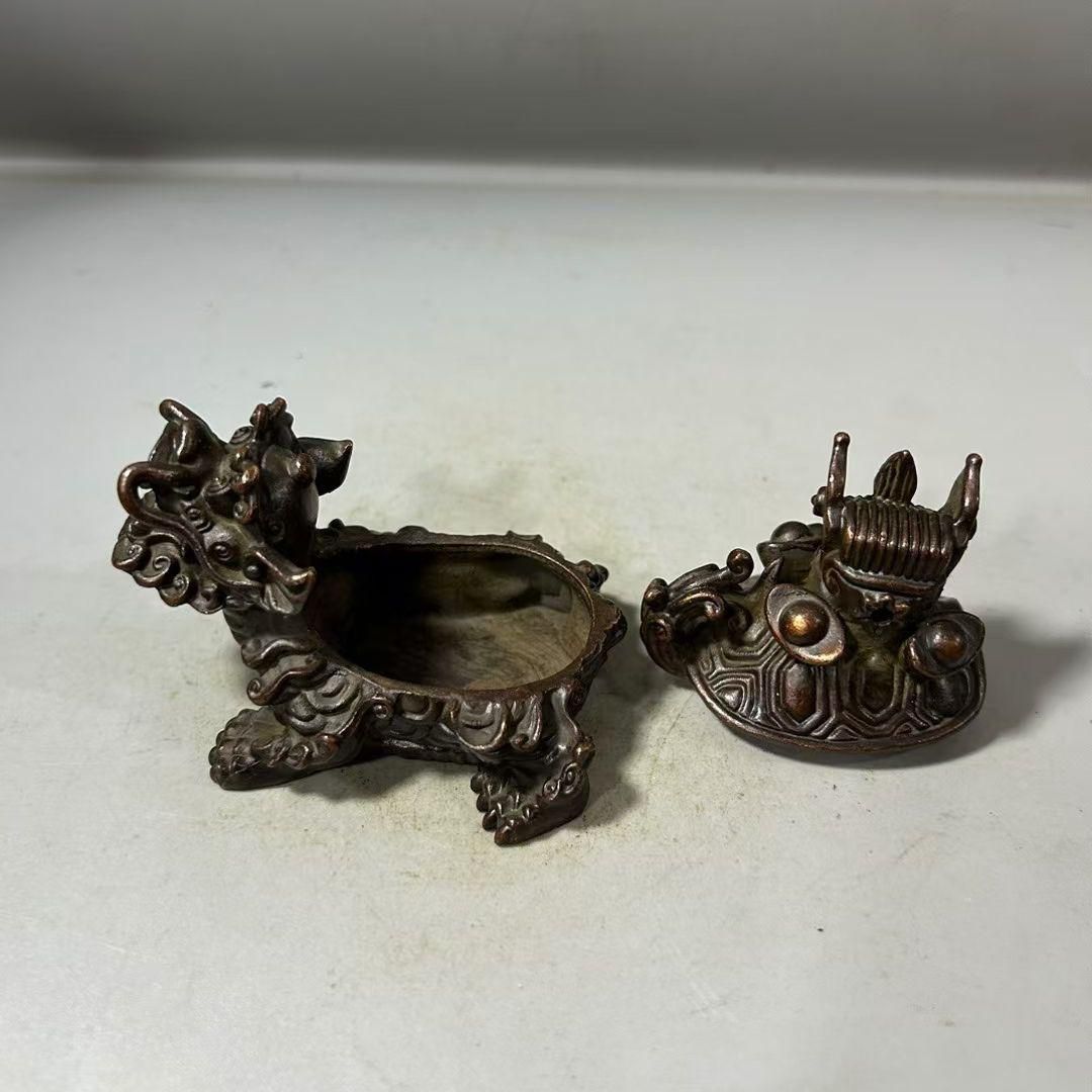 銅細工 竜亀香炉 置物 香道具 装飾品 工芸品 美術品